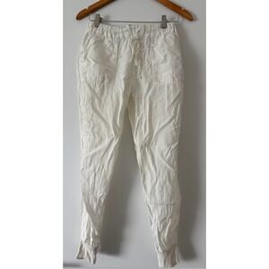 Joie Soiree Linen Jogger Pants Off White Elastic Drawstring Waist XXS